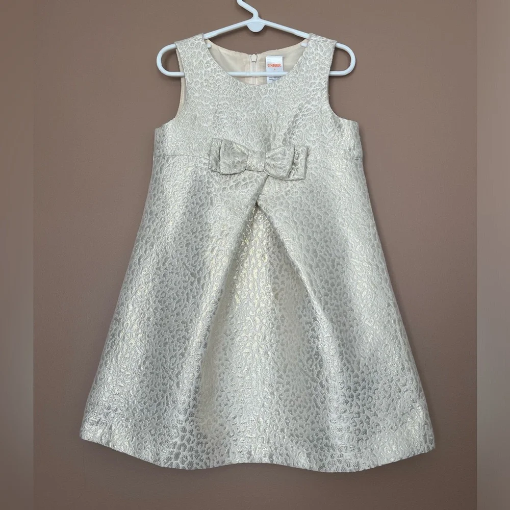 {Gymboree} Sleeveless Animal Print Empire Waist Dress in Gold Shimmer - Girls 5